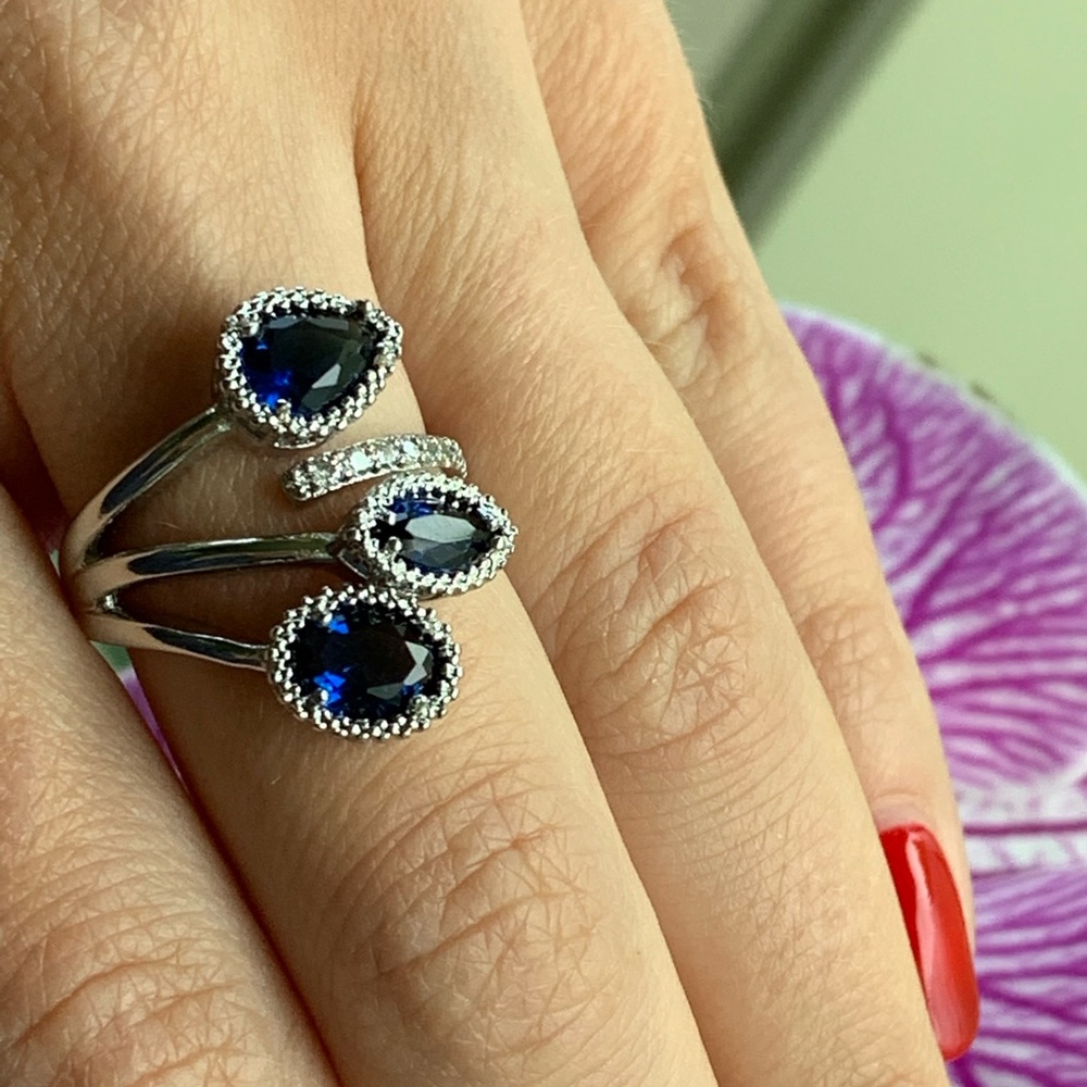 Adjustable Silver CZ Ring - Picture 3 of 4